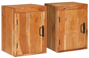 vidaXL Mesa-de-cabeceira 2 pcs Castanho Madeira Sólida de Acácia