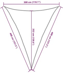 Para-sol estilo vela triangular 160 g/m² 3x4x4 m PEAD preto
