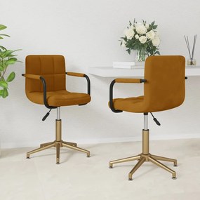 vidaXL Cadeiras de jantar giratórias 2 pcs veludo castanho