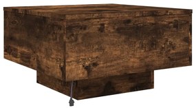 Mesa de centro com luzes LED 55x55x31 cm carvalho fumado
