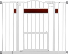 Grelha de proteção para cães ou bebes 74-104 cm x 76 cm, para porta sem perfuração, grelha de proteção com porta pequena, branca.