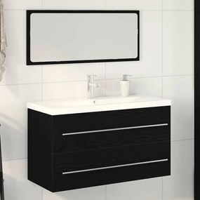 vidaXL Gabinete com pia 3 pcs Carvalho preto 90 x 38.5 x 48 cm