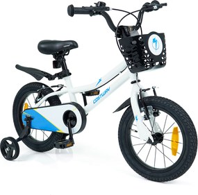 Bicicleta Infantil 3-5 Anos, 104 x 51 x 66,5-72 cm, Rodas Estabilizadoras Removíveis, Branco