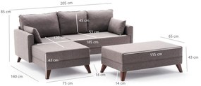 Sofá-Cama de Canto Bella – Castanho – 205 cm Largura x 85 cm Altura x
