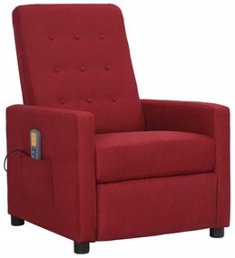 vidaXL Poltrona de massagens elétrica reclinável tecido vermelho tinto