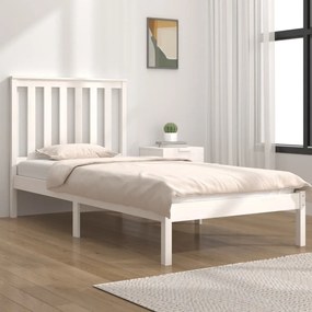 vidaXL Estrutura de cama pequena solteiro 75x190cm pinho maciço branco