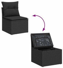 Conjunto de Sofá de Jardim 8 pcs Preto Grande Vime