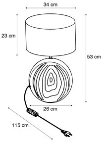 Candeeiro de mesa de campo bege com castanho 53 cm - Djo Rústico