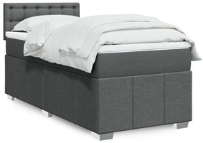 vidaXL Cama com molas/colchão 90x200 cm tecido cinzento-escuro
