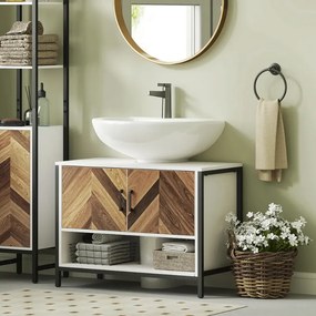 Móvel para Lavatório (não incluido) Pousar Móvel Casa de Banho com 2 Portas e Compartimento Aberto para Lavatório com ou sem Pedestral 80x40x60 cm Bra