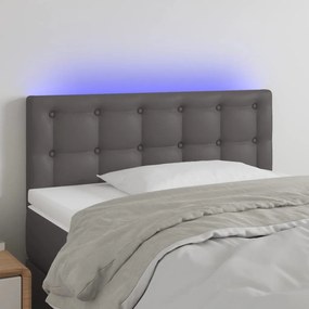 Cabeceira de cama c/ LED 80x5x78/88cm couro artificial cinzento