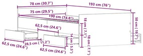 Estrutura de Cama sem Colchão Carvalho Artesão 75x190 cm Madeira Engen