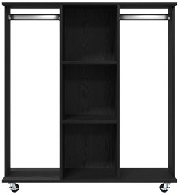 Guarda-roupas com Rodas em Carvalho Preto 102x38x110 cm Madeira de Eng