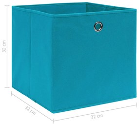 vidaXL Caixas de arrumação 4 pcs 32x32x32 cm tecido azul-bebé