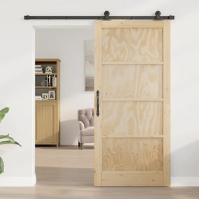 Porta Deslizante vidaXL com Conjunto de Ferragens 93x202 cm Madeira de