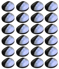vidaXL Candeeiro de parede solar LED de exterior 24 pcs preto redondo