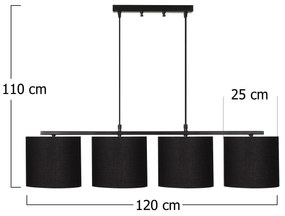 Candeeiro de Teto Valiz – Preto – 110 x 25 cm