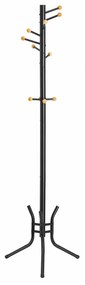Cabideiro SONGMICS, cabideiro de metal independente, 11 ganchos com extremidades de madeira, para casacos, chapéus, bolsas, 53,5 x 53,5 x 173 cm, preto RCR028B01