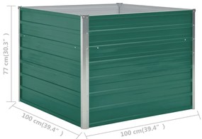 Canteiro jardim elevado 100x100x77cm aço galvanizado verde