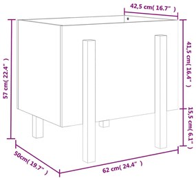 Vaso/floreira de jardim 62x50x57 cm pinho maciço preto