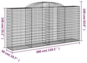 Cestos gabião arqueados 5pcs 300x50x140/160cm ferro galvanizado