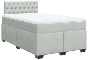 Cama boxspring com colchão 120x190 cm veludo cinzento-claro