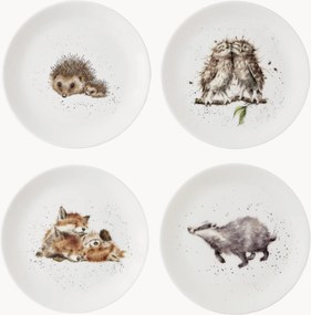 Pratos de bolo em porcelana Fine Bone China Wrendale Designs, conjunto de 4