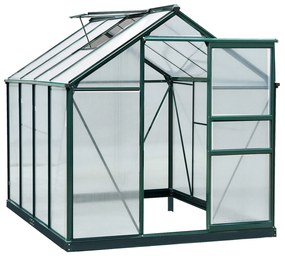 Estufa de Jardim 2x2,5m de Policarbonato e Alumínio Estufa com Clarabóia Proteção UV 30 e Base 4,79 m² para Vasos Cultivos de Plantas e Flores Transpa