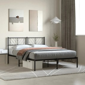 Estrutura de cama com cabeceira 160x200 cm metal preto