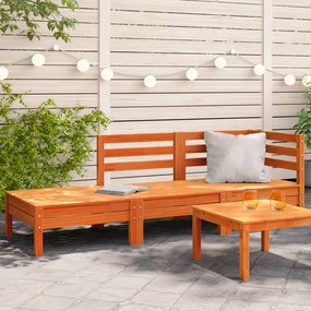 vidaXL Sofá de 3 lugares para jardim pinho maciço castanho-mel