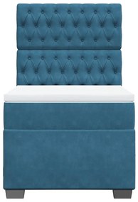 Cama boxspring com colchão 90x190 cm veludo azul