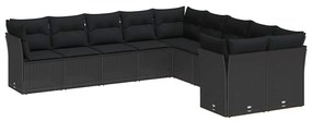Conjunto de Sofá para Jardim vidaXL 13 Peças com Almofadas Preto Polir