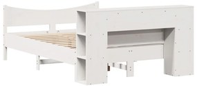 Cama sem colchão 120x200 cm madeira de pinho maciça branco