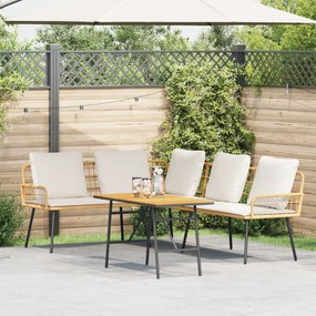 Conjunto de Sofá de Jardim 2 Peças com Almofadas em Rattan Natural