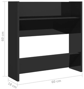 Sapateiras de parede 2pcs derivados de madeira preto brilhante