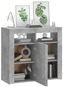 Aparador com luzes LED 80x35x75 cm cinzento cimento