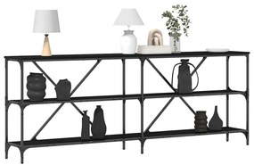 Mesa de Consola vidaXL Preto Carvalho 200x30x75 cm Madeira Revestida e