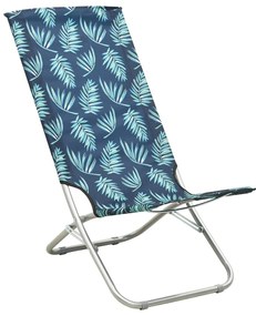 Cadeiras de praia dobráveis 2 pcs tecido padrão de folhas