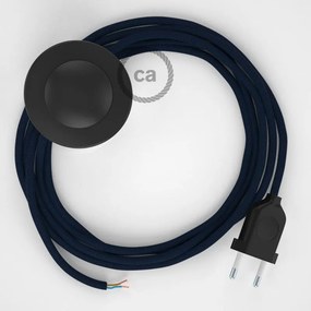 Cabo para candeeiro de chão, RM20 Azul Escuro Seda Artificial 3 m. Escolha a cor da ficha e do interruptor.