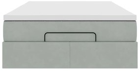 Cama otomana com colchão cinza claro 120x190 cm Veludo