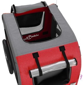 Reboque bicicleta p/ animais tecido oxford/ferro vermelho/cinza