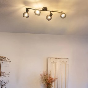 Candeeiro de teto inteligente preto com vidro fumê incl. 4 Wifi P45 - Vidro