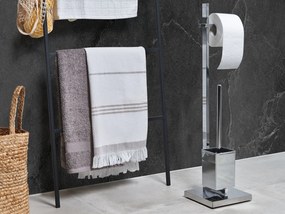 Suporte autónomo de papel higiénico e escova em metal prateado ULAPES Beliani