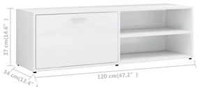 Móvel de TV 120x34x37 cm contraplacado branco brilhante