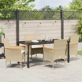 Conjunto de Jantar para Jardim de 5 Peças com Almofadas Rattan Polipro