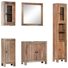 vidaXL 5 pcs conjunto de casa de banho madeira de acácia maciça