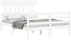 Estrutura de cama com cabeceira 120x200cm madeira maciça branco