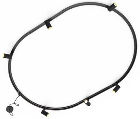 Sistema de iluminação de trilho moderno com 6 focos pretos, monofásico, oval 100cm - Iconic Jeana