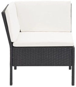 6 pcs conjunto lounge de jardim c/ almofadões vime PE preto