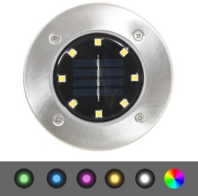 Iluminação LED solar de solo 8 pcs cor RGB